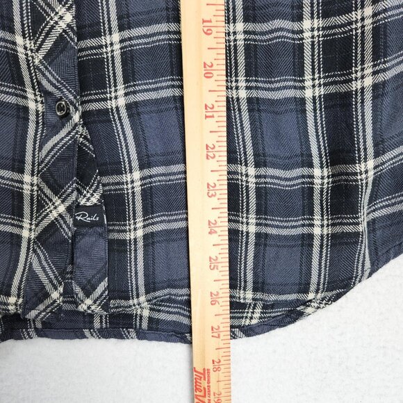 Rails Shirt Womens Medium Blue Hunter Plaid Button Front Long Sleeve Soft Rayon - Picture 5 of 12